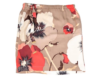 Vintage Gucci Women's Brown Silk Floral Oshibana 100% Silk Skirt Fashion Clothes Made In Italy Size 36