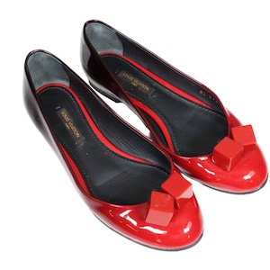 Vintage Louis Vuitton Red Ombre Patent Leather Ballet Flats - Size 34