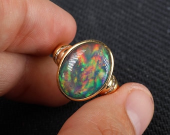 18k Yellow Gold, Opal & Diamond Ring 3.60ctw, 7.8 Grams Jewelry Gemstone Diamonds
