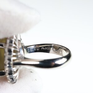 Platinum Chrysoberyl Cat's Eye Ring with Natural Diamonds image 9