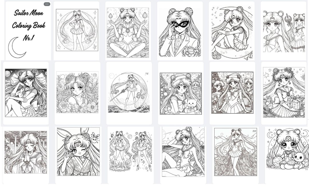 セーラームーンぬり絵、43ページ - Etsy 日本