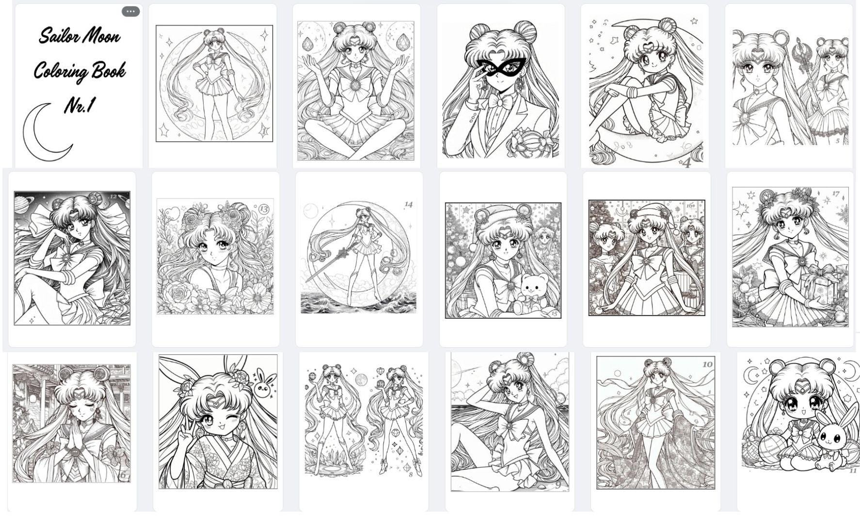 Libro da colorare Sailor Moon, 43 pagine da colorare