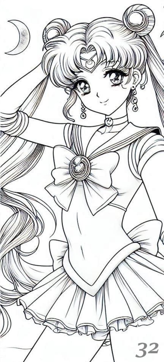 セーラームーンぬり絵、43ページ - Etsy 日本