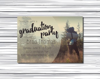 Printable Graduation Party Invitation - Your Custom Photo - Class of 2016 - Hipster Fonts