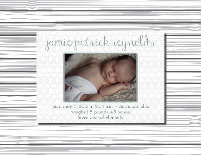 Newborn Announcement Card Your Custom Photo New Baby Printable Birth Announcement Star Background