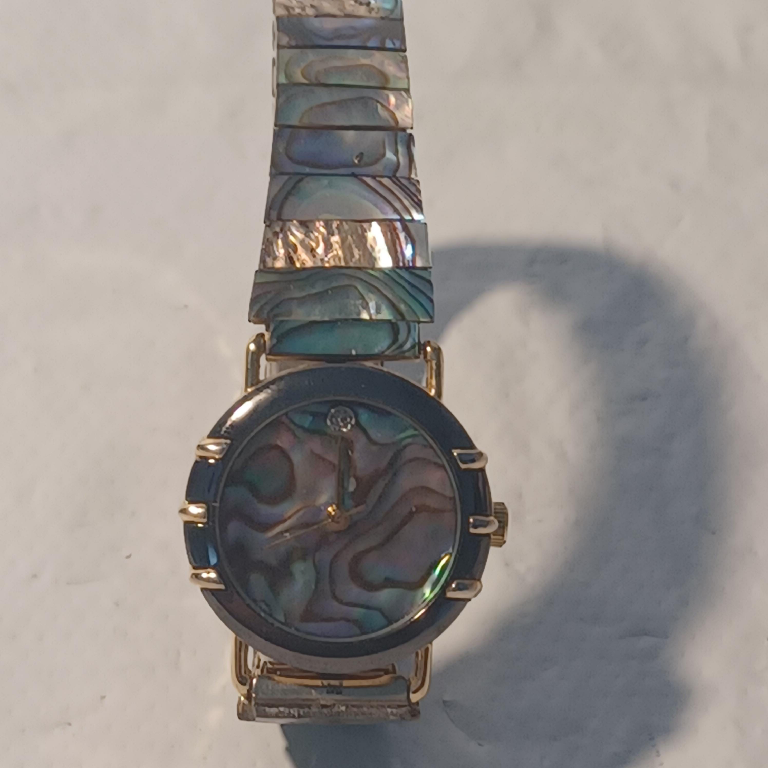 Lucoral Women\'s Iridescent Abalone Watch Lucoral Women Diamond Accent Abalone Shell Dial Leather  main image 4