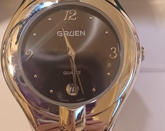 GRUEN Watch Black Dial Quartz Mens - Works - Unused