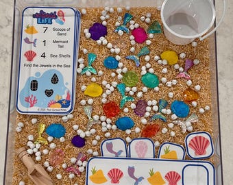 Mermaid Sensory Bin Kit | Montessori Toddler Activity, Ocean Treasures