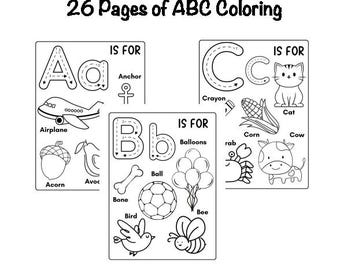 Alphabet Coloring Book | 26-Page A–Z Printable | Educational Digital Download for Kids