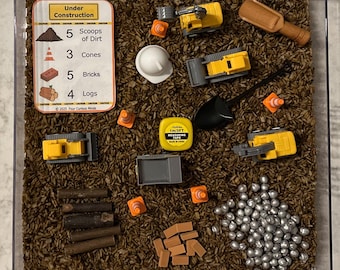Construction Sensory Bin Kit | Pretend Play, Counting, and STEM Activities for Kids