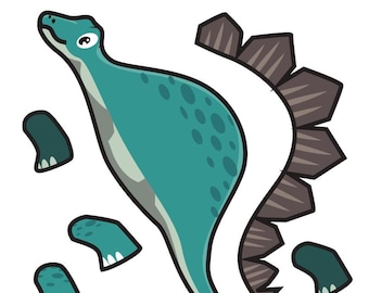 Dinosaur Cut and Glue Activity – 6 Printable Dinosaurs | Digital Download Only | Fun Craft for Kids