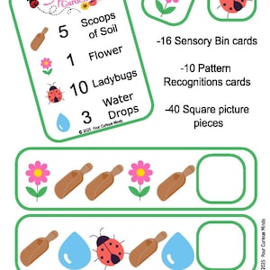 Spring Garden Sensory Bin Karten und Muster