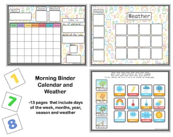 Interactive Calendar Printable | Kids Learning, Weather & Seasons (Digital Download)