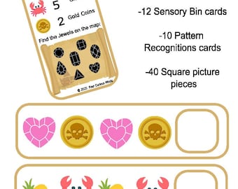 Pirate Treasure Sensory Bin | Jewel Matching & Counting Cards (Digital Download)