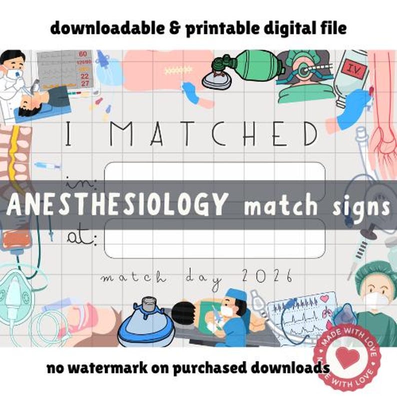 2026 Anesthesiology Match Day Sign, I Matched Sign, Grey (digital File ...