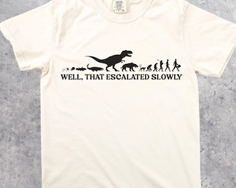 Chemise évolution, chemise scientifique drôle, t-shirt humour scientifique, chemise athée, cadeau pour professeur de sciences, chemise dinosaure, cadeau scientifique, couleurs confort