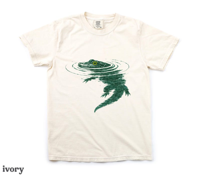 Alligator Shirt, Comfort Colors® Crocodile Shirt, Crocodile Lover Gift, Vintage Alligator Swimming Tee, Animal Graphic Tshirt image 2