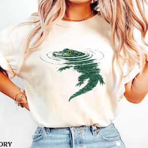 Alligator Shirt, Comfort Colors® Crocodile Shirt, Crocodile Lover Gift, Vintage Alligator Swimming Tee, Animal Graphic Tshirt image 6