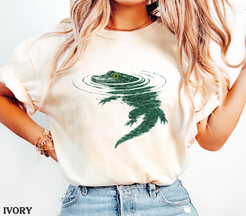 Alligator Shirt, Comfort Colors® Crocodile Shirt, Crocodile Lover Gift, Vintage Alligator Swimming Tee, Animal Graphic Tshirt image 6