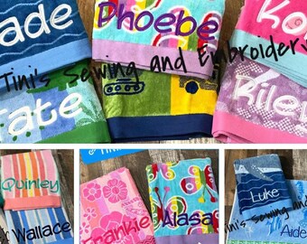 Custom Kids Beach Towels, Personalized Cotton Beach Towels, Soft Absorbent Large Kids Towels, Birthday Party Custom Towels