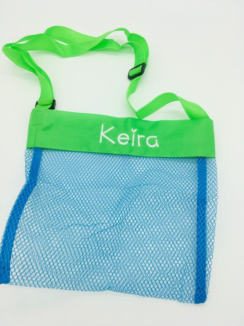 Child Size Personalized Shell Bag, Seashell Mesh Bag, 13 colors available, Mesh Bag, Shell Mesh Bag, Party Favor Bag Ready to personalize image 5