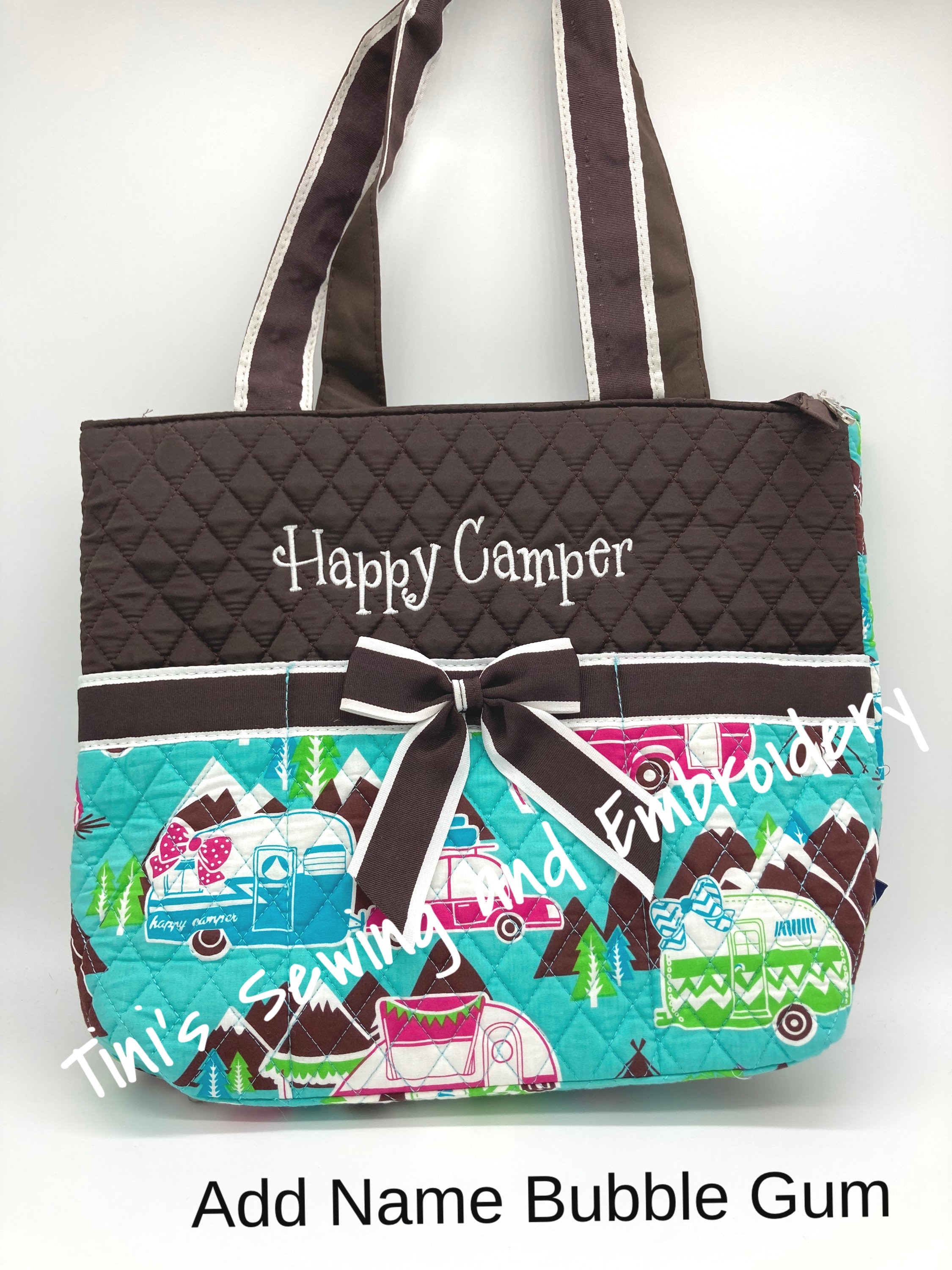 Quilted Travel Tote Bag: Happy Camper Overnight Bag - Etsy