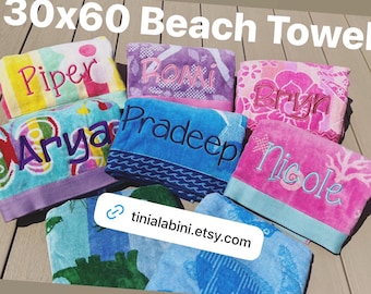 Custom embroidered Beach Towels, Personalized Cotton Beach Towels, Soft Absorbent Towels, Birthday Party Custom Towels