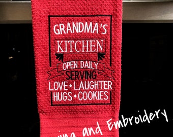Grandma's Kitchen Towel, Mother's Day Holiday Decor embroidered Grandma Kitchen Towel, Kitchen Decor, Mother's Day Gift Idea