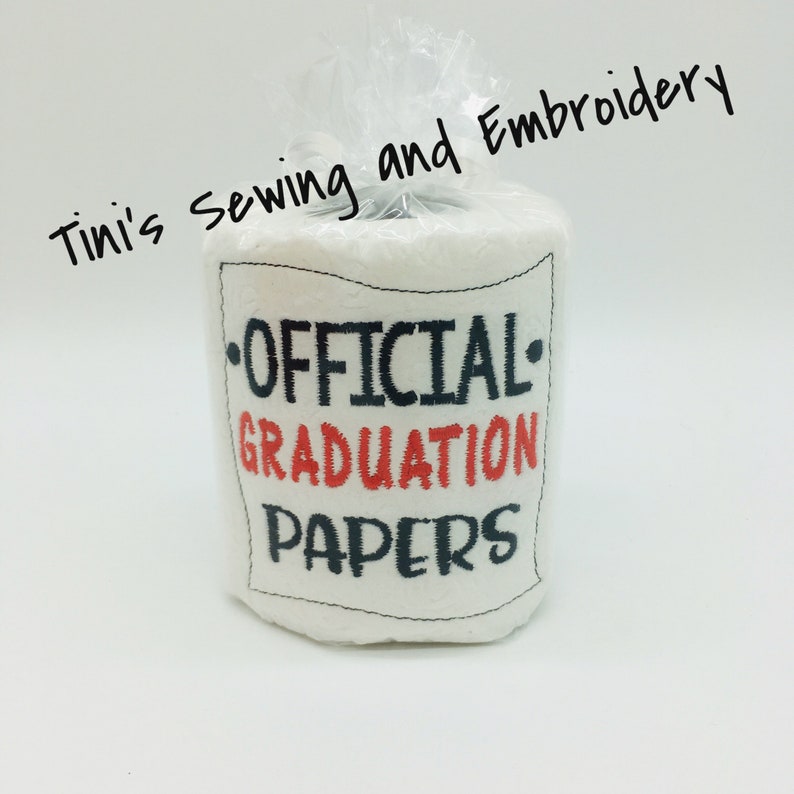 Embroidered Toilet Paper Gag Gift Funny Graduation Gift Etsy