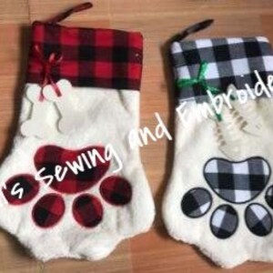 personalized Pet Christmas Stocking, Sherpa Fleece Plaid Pet Stocking, Dog Stocking, Cat Stocking, Christmas fur friend Stocking image 8