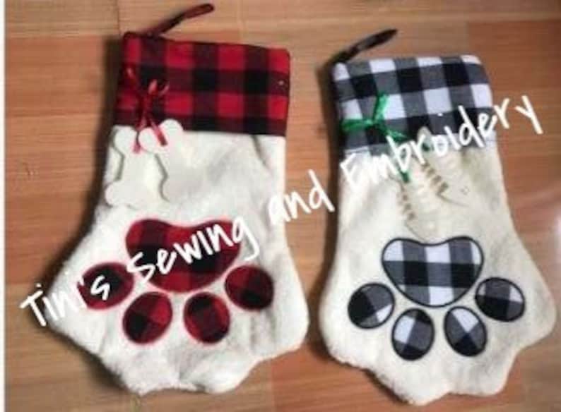 personalized Pet Christmas Stocking, Sherpa Fleece Plaid Pet Stocking, Dog Stocking, Cat Stocking, Christmas fur friend Stocking image 8