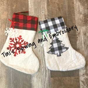 personalized Pet Christmas Stocking, Sherpa Fleece Plaid Pet Stocking, Dog Stocking, Cat Stocking, Christmas fur friend Stocking image 3