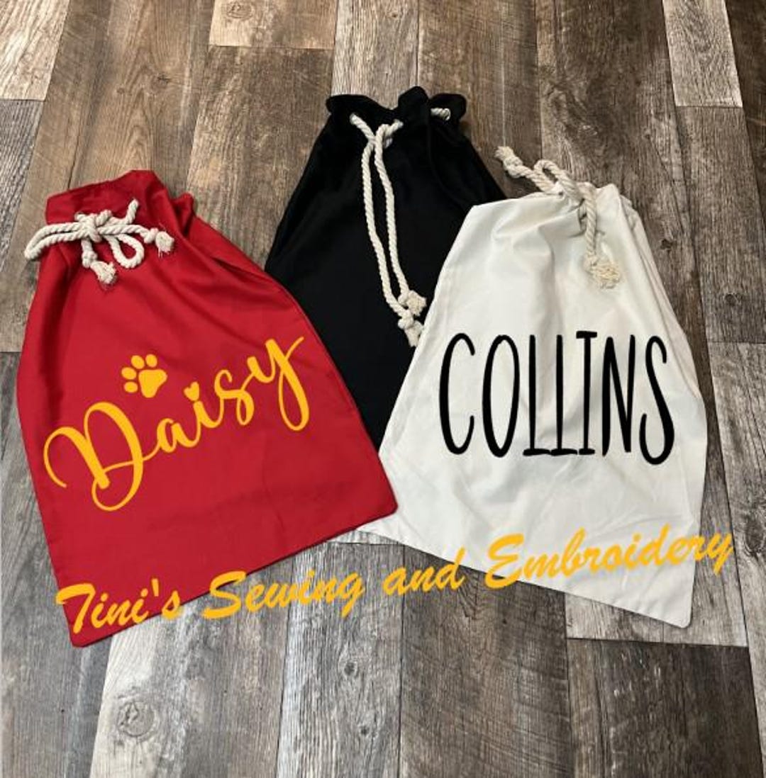 Personalized Santa Sack, Christmas Gift Bag, Drawstring Sack , Gift