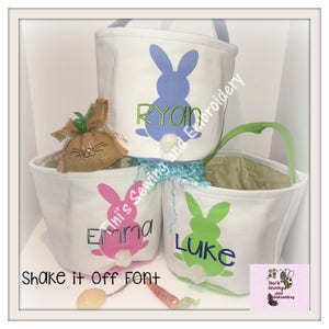 Easter Bucket, Bunny Tail Basket , personalized embroidered Easter Basket ~6 fun colors in Stock and Ready to personalize