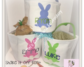 Easter Bucket, Bunny Tail Basket , personalized embroidered Easter Basket ~6 fun colors in Stock and Ready to personalize