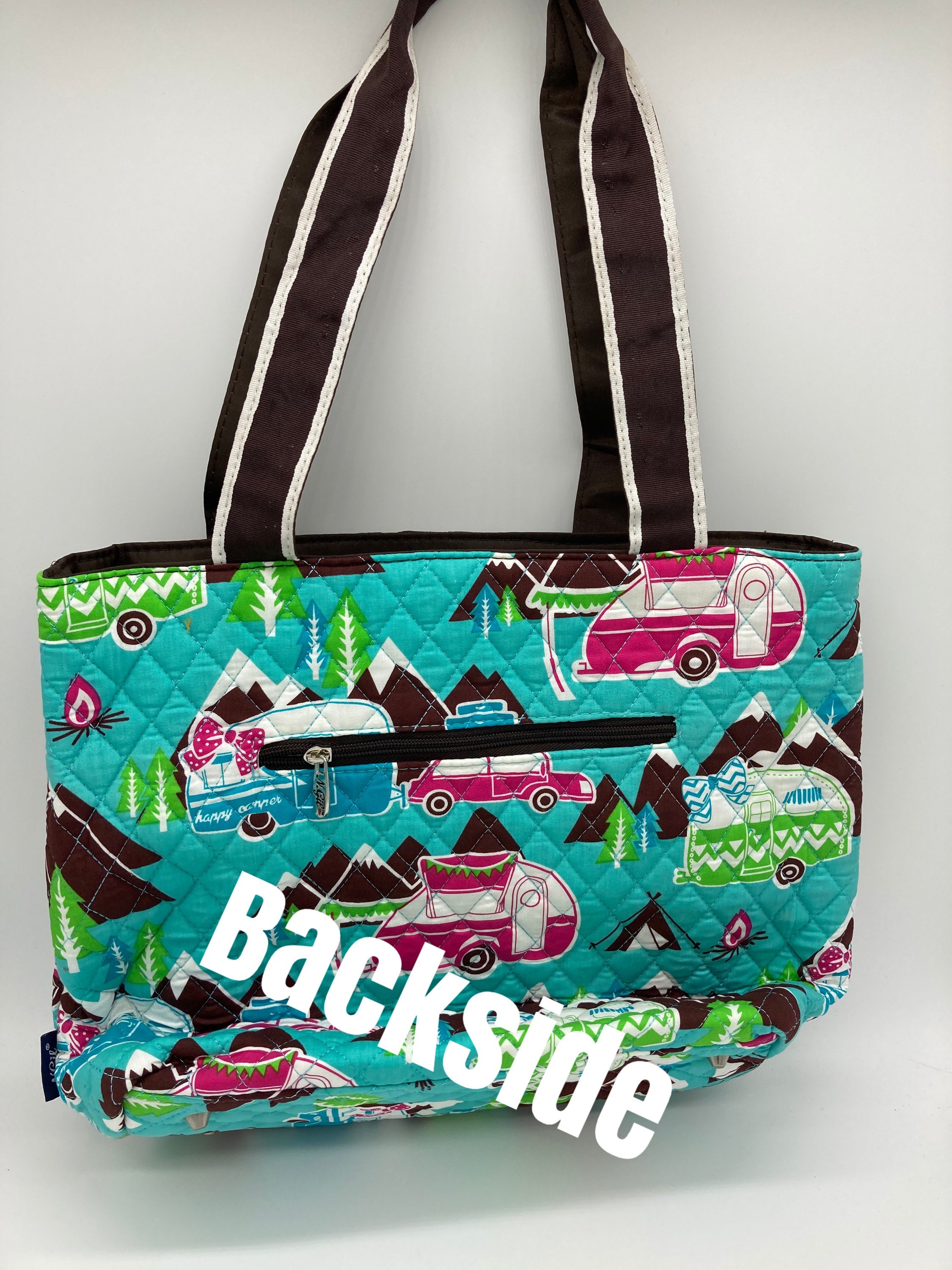 Quilted Travel Tote Bag: Happy Camper Overnight Bag - Etsy