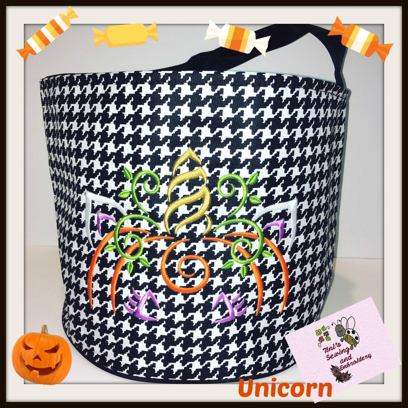 Houndstooth Pattern Bucket, personalized Black and white Bucket, Trick or Treat Basket, Gardening Tote, Roll Tide Alabama, Candy Basket Bild 3