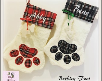 personalized Pet Christmas Stocking, Sherpa Fleece Pet Stocking, Dog Stocking, Cat Stocking, Christmas fur friend Stocking