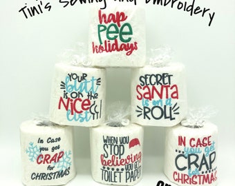 Embroidered Toilet Paper Gag Gift Funny Christmas Gift White - Etsy Embroidered Toilet Paper Gag Gift Funny Christmas Gift White - Etsy