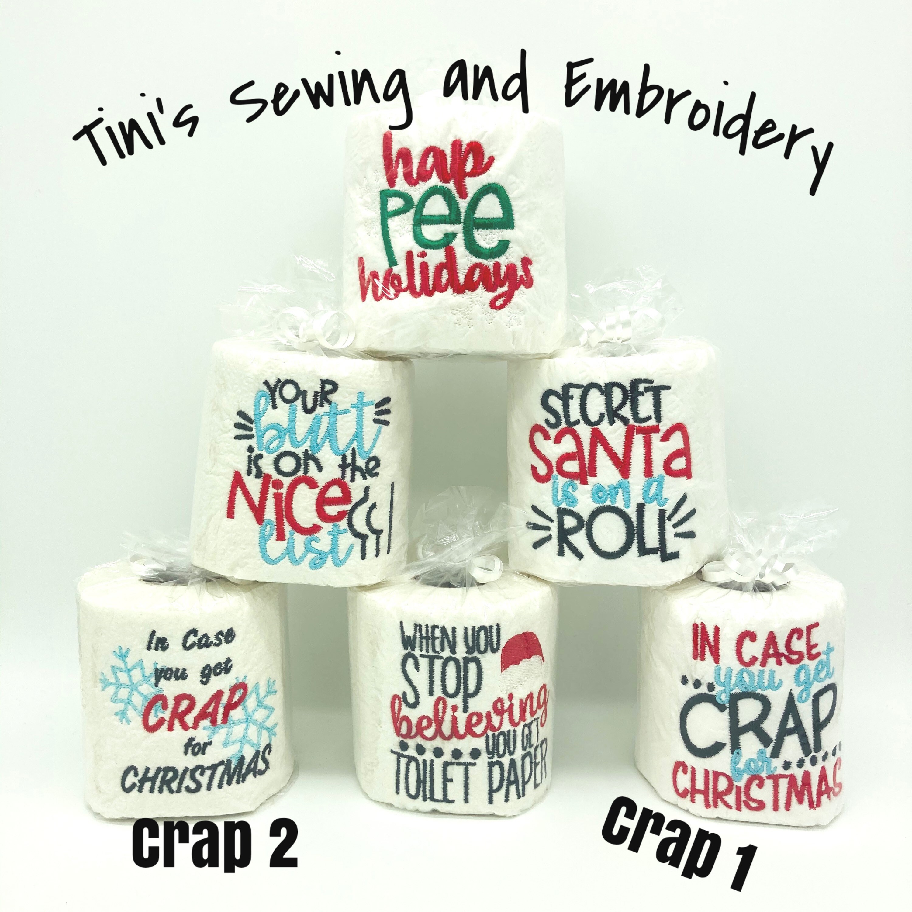 Embroidered Toilet Paper Christmas Gag Gift: Funny White Elephant Gift