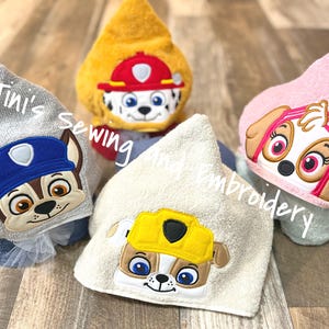 Kids Hooded Bath towel Bath Towel Pool Beach Towel Police Firefighter Construction Helicopter Pup Towel personalized Towel, Custom Baby Gift
