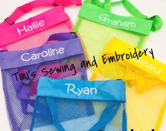 Customizable Seashell Mesh Bag for Kids in 13 Vibrant Colors - Perfect for Collecting Shells  Child Size  Shell Bag Party Favor Bag