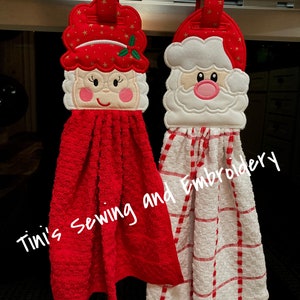 Embroidered Mr & Mrs Claus Kitchen Towel Set: Christmas Decor