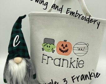 Linen Canvas Color Halloween or Easter Basket , Candy Bucket, Trick or Treat Bucket, personalized embroidered or Blank Basket