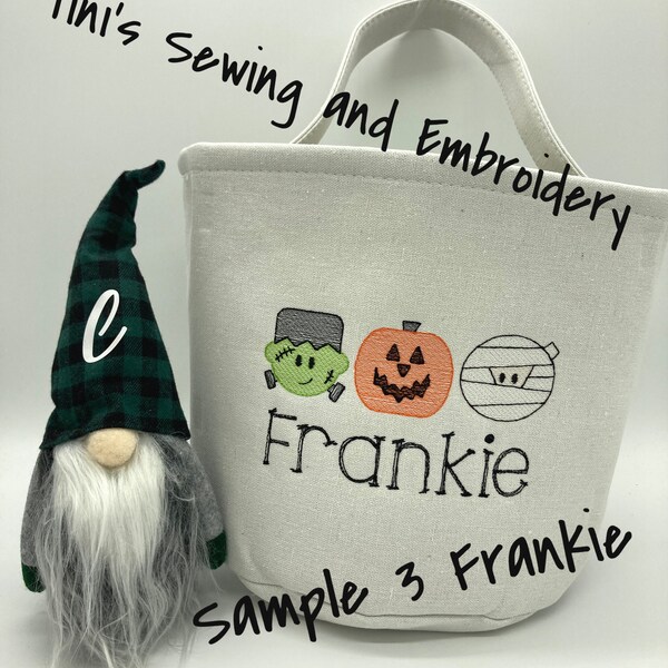 Linen Canvas Color Halloween or Easter Basket , Candy Bucket, Trick or Treat Bucket, personalized embroidered or Blank Basket