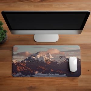 Majestic Peaks: Sunset Mountain Desk Mat | Office Decor, Laptop Mat, Gifts for Nature Lovers, Desk Accessories, Rustic Home Office