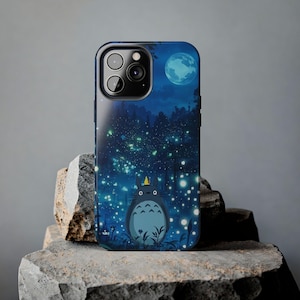 Totoro Night Forest Phone Case, Ghibli Style iPhone Cover, Cute Anime Aesthetic Phone Case, for iphone and samsung all models