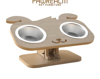 Comedero Perro Elevado Madera - Soporte Ergonómico 2 Cuencos Inox para Perros Medianos, Estación Comida Diseño Moderno y Antideslizante