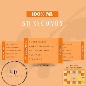 100% NL 30 segundos • 40 tarjetas • Holandés • Descarga digital • Imprimible