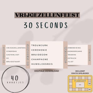 Junggesellinnenabschied / Hochzeit 30 Sekunden • 40 Tickets • Niederländisch • Digitaler Download • Druckbar